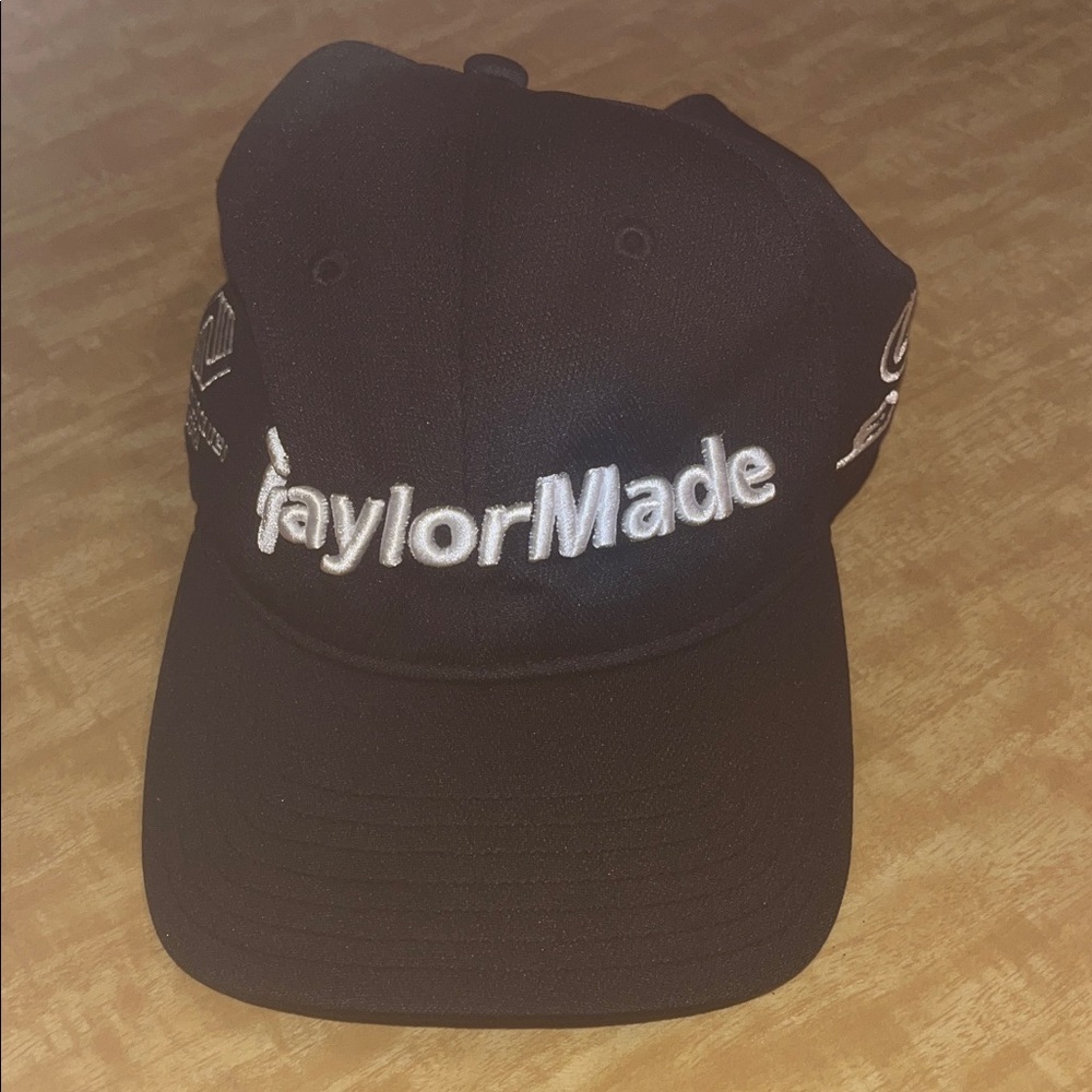 TaylorMade Black Golf Cap with sponsor logos